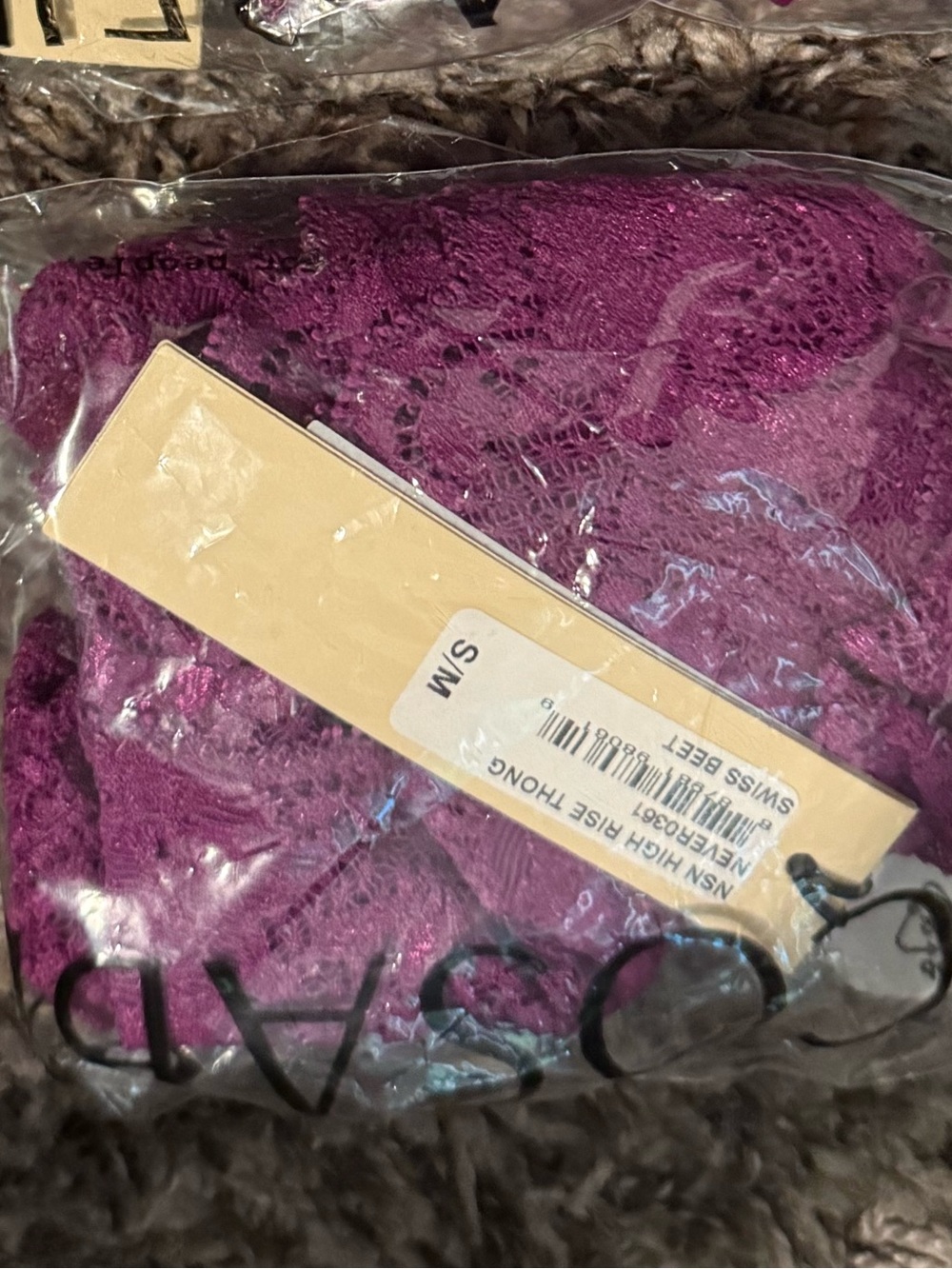 Cosabella Never Say Never High Waist Lace High-Waist Thong Swiss Beet - Picture 4 of 4